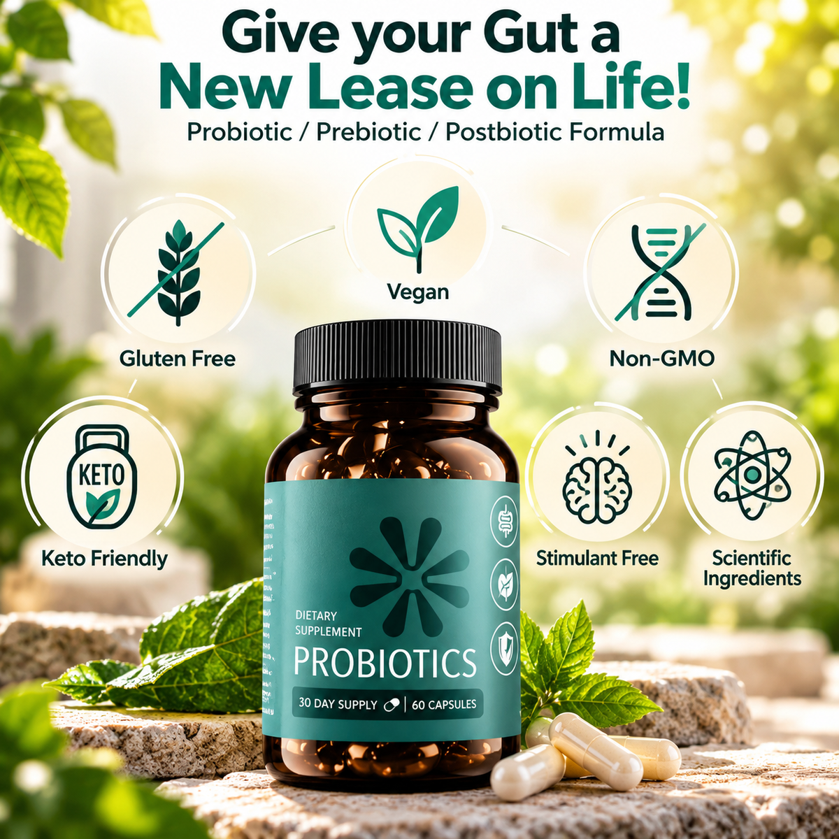 (3 Pack) Probiotics Digestive Health Gut Support for Men & Women 60 Capsules yiguo