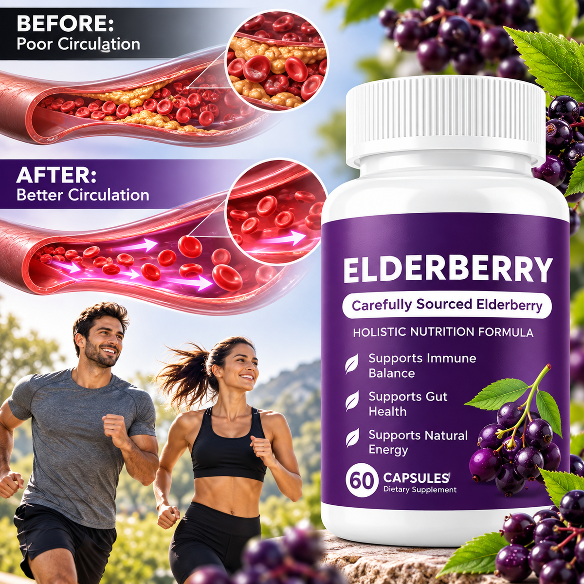 (BUY 1 GET 2) Elderberry Gut Support Complex - Organic Black Elderberry Soft Capsules case