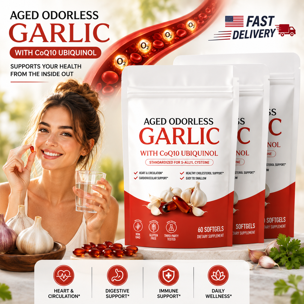 Aged Garlic Extract 600mg Softgels (60 Count) Odorless Aged Garlic Extra Serenzza