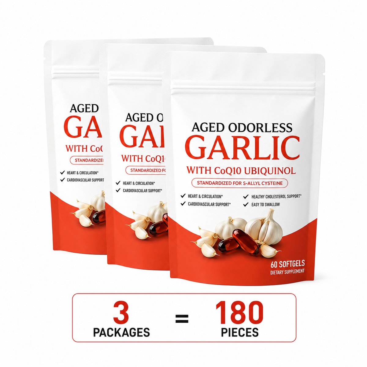 Aged Garlic Extract 600mg Softgels (60 Count) Odorless Aged Garlic Extra Serenzza