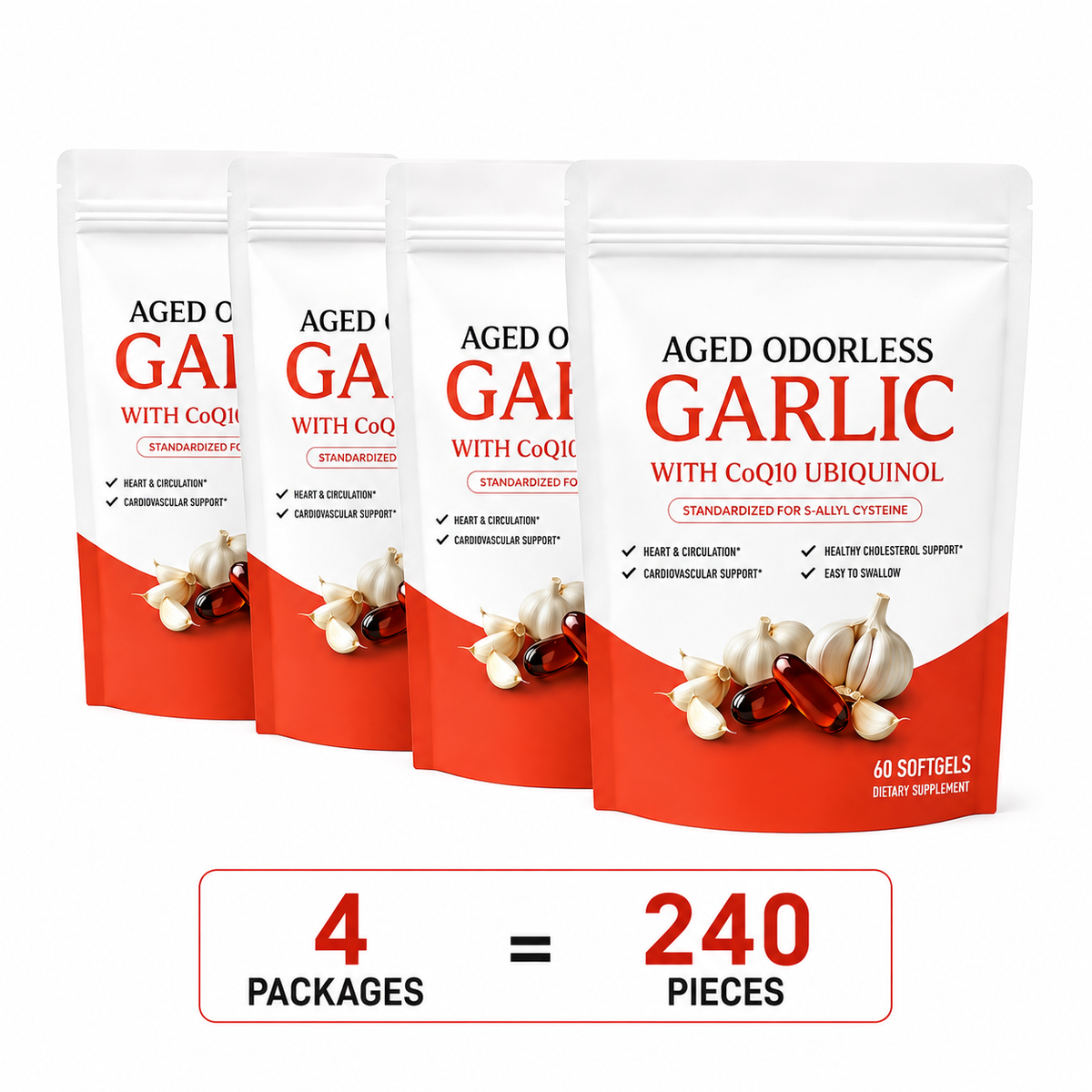 Aged Garlic Extract 600mg Softgels (60 Count) Odorless Aged Garlic Extra Serenzza