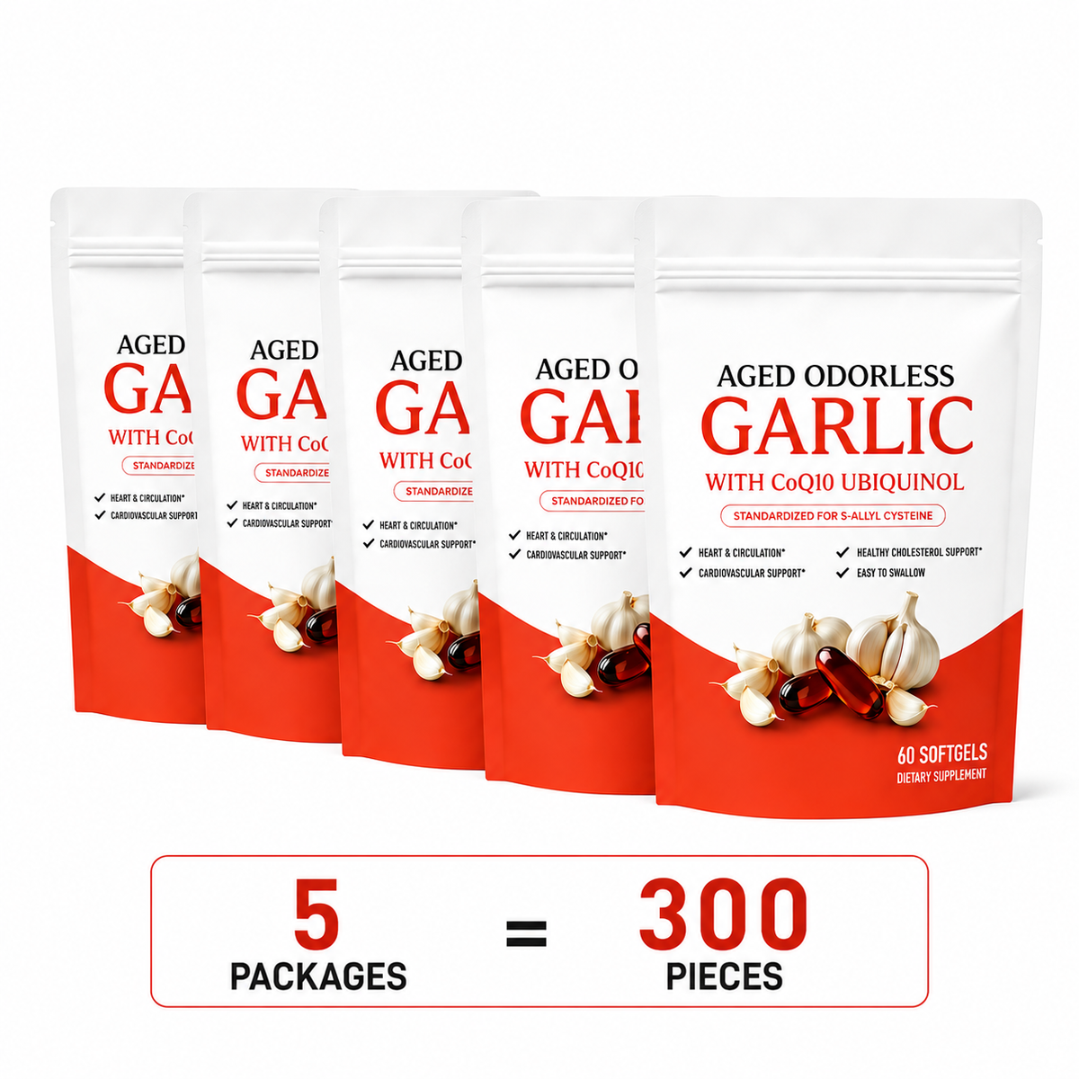 Aged Garlic Extract 600mg Softgels (60 Count) Odorless Aged Garlic Extra Serenzza