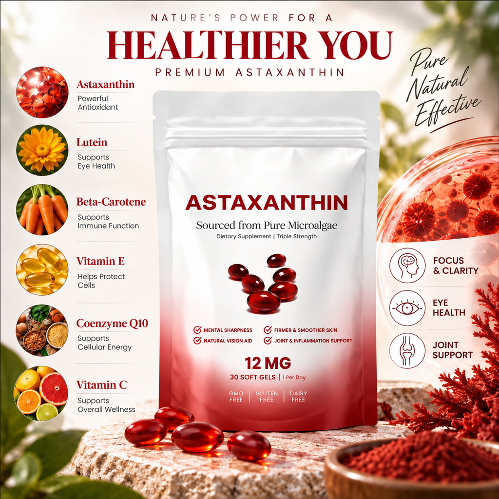 (2 pack) Astaxanthin 12mg Antioxidant Supplement 30 Softgels Natural Microalgae szglob