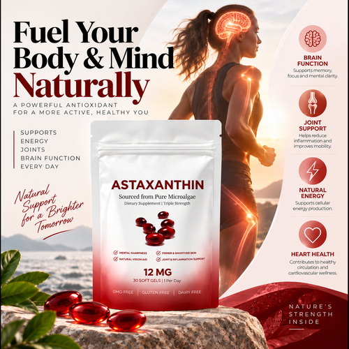 (2 pack) Astaxanthin 12mg Antioxidant Supplement 30 Softgels Natural Microalgae szglob