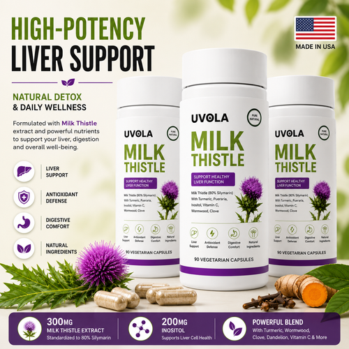 1-3PCS  Milk Thistle Supplement,80% Silymarin Liver Support Formula,90 Capsules Serenzza