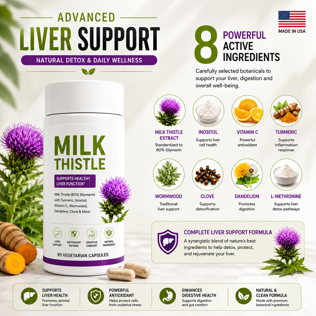 1-3PCS  Milk Thistle Supplement,80% Silymarin Liver Support Formula,90 Capsules Serenzza