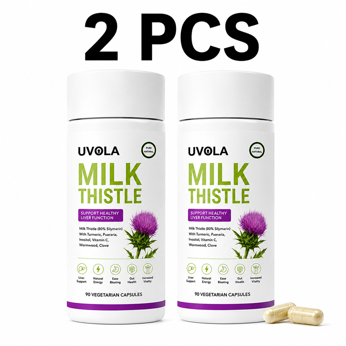 1-3PCS  Milk Thistle Supplement,80% Silymarin Liver Support Formula,90 Capsules Serenzza