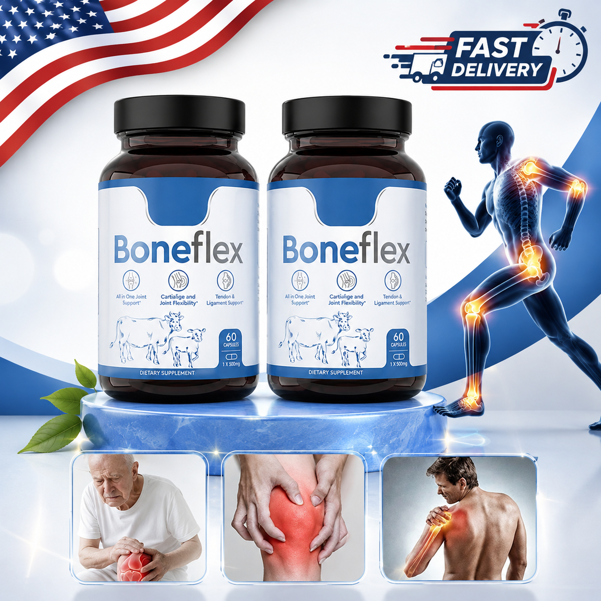 (2 pack)  Boneflex Capsules Premium Joint Support Supplement for Knee &Cartilage Health