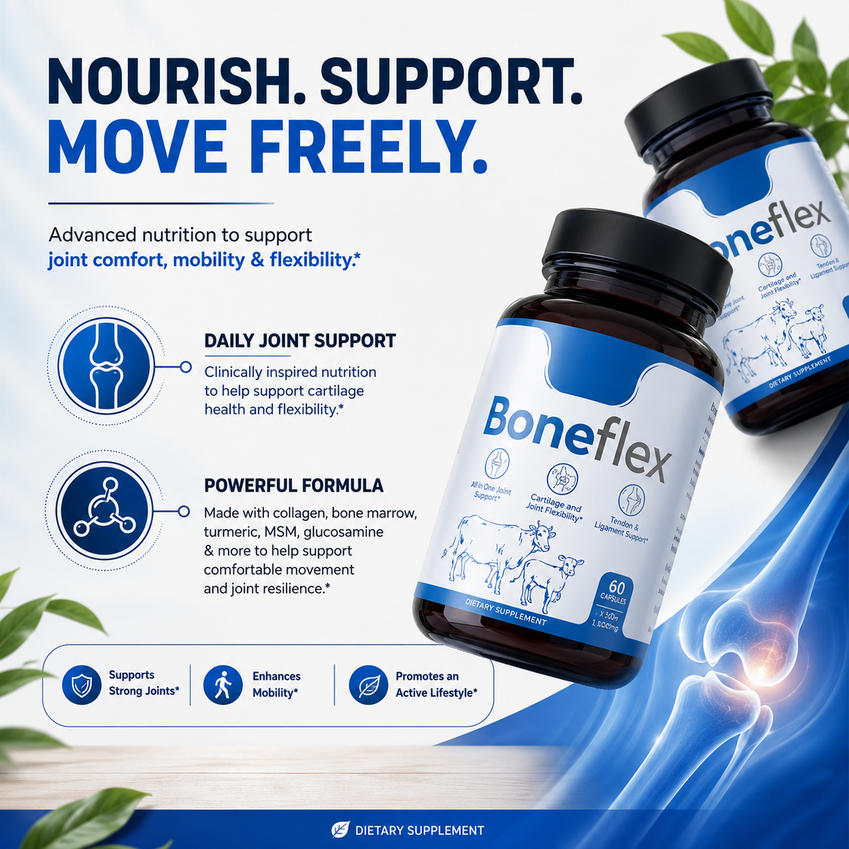(2 pack)  Boneflex Capsules Premium Joint Support Supplement for Knee &Cartilage Health