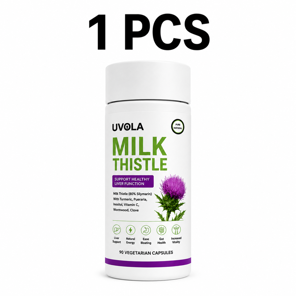 1-3PCS  Milk Thistle Supplement,80% Silymarin Liver Support Formula,90 Capsules Serenzza