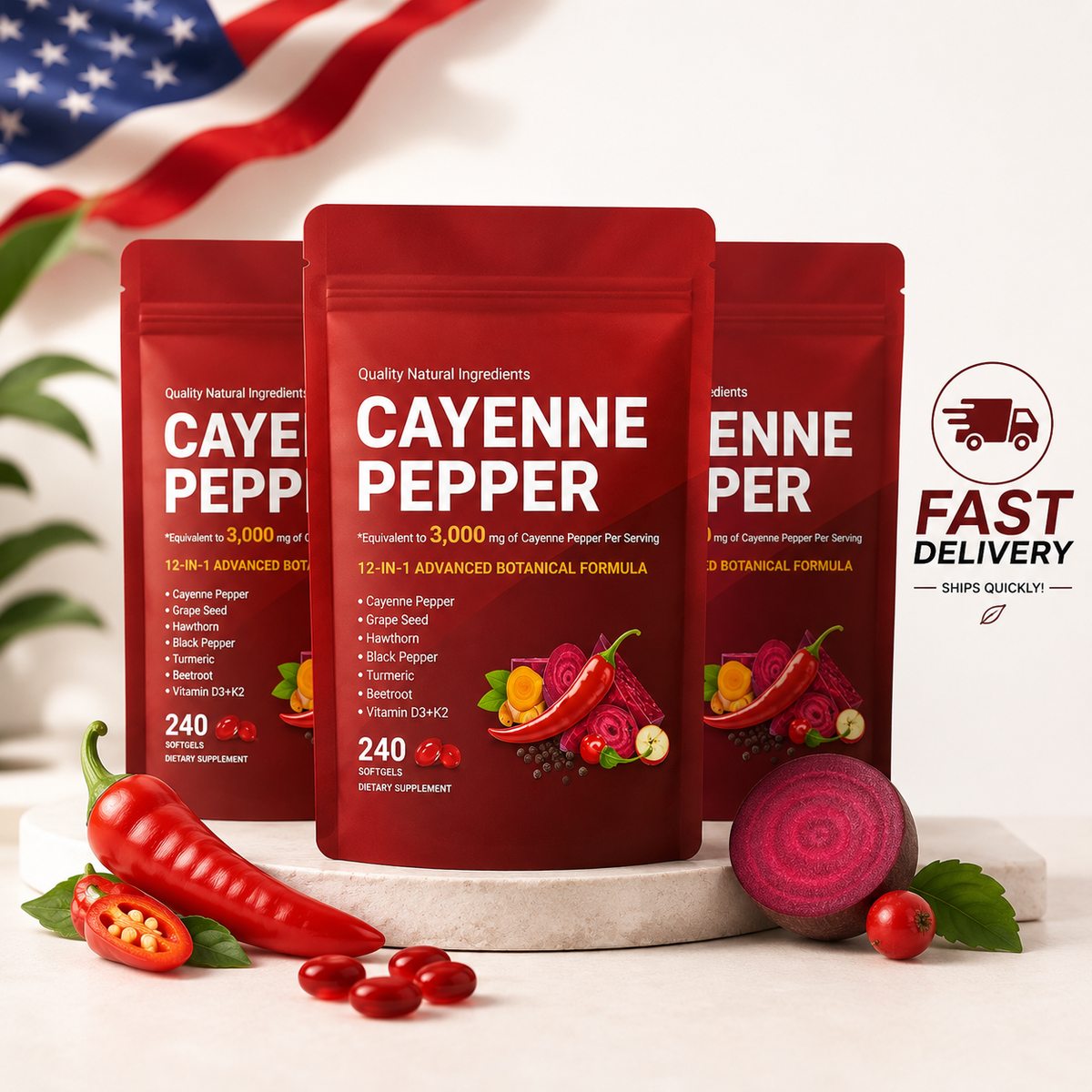 1-3pcs Cayenne Pepper 12-in-1 Advanced Botanical Softgel Supplements