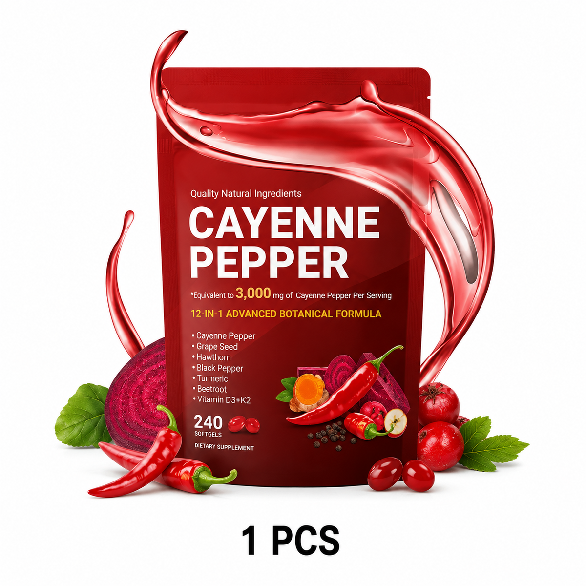 1-3pcs Cayenne Pepper 12-in-1 Advanced Botanical Softgel Supplements