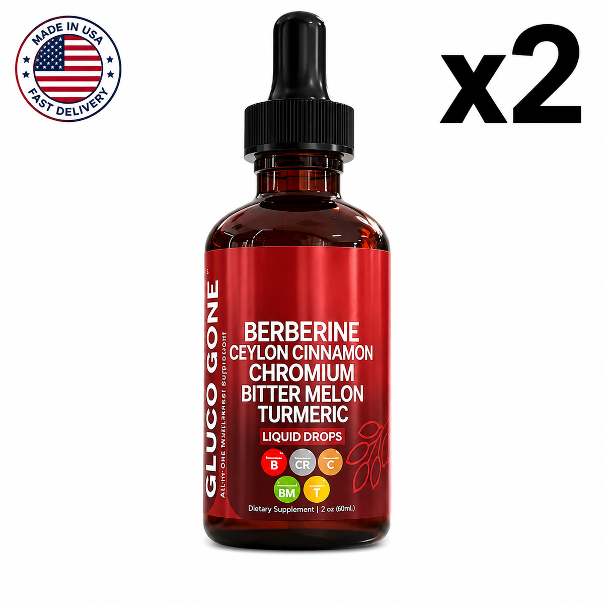 Organic Berberine Cinnamon Ceylon Liquid DropsSupplement with Bitter Melon Serenzza
