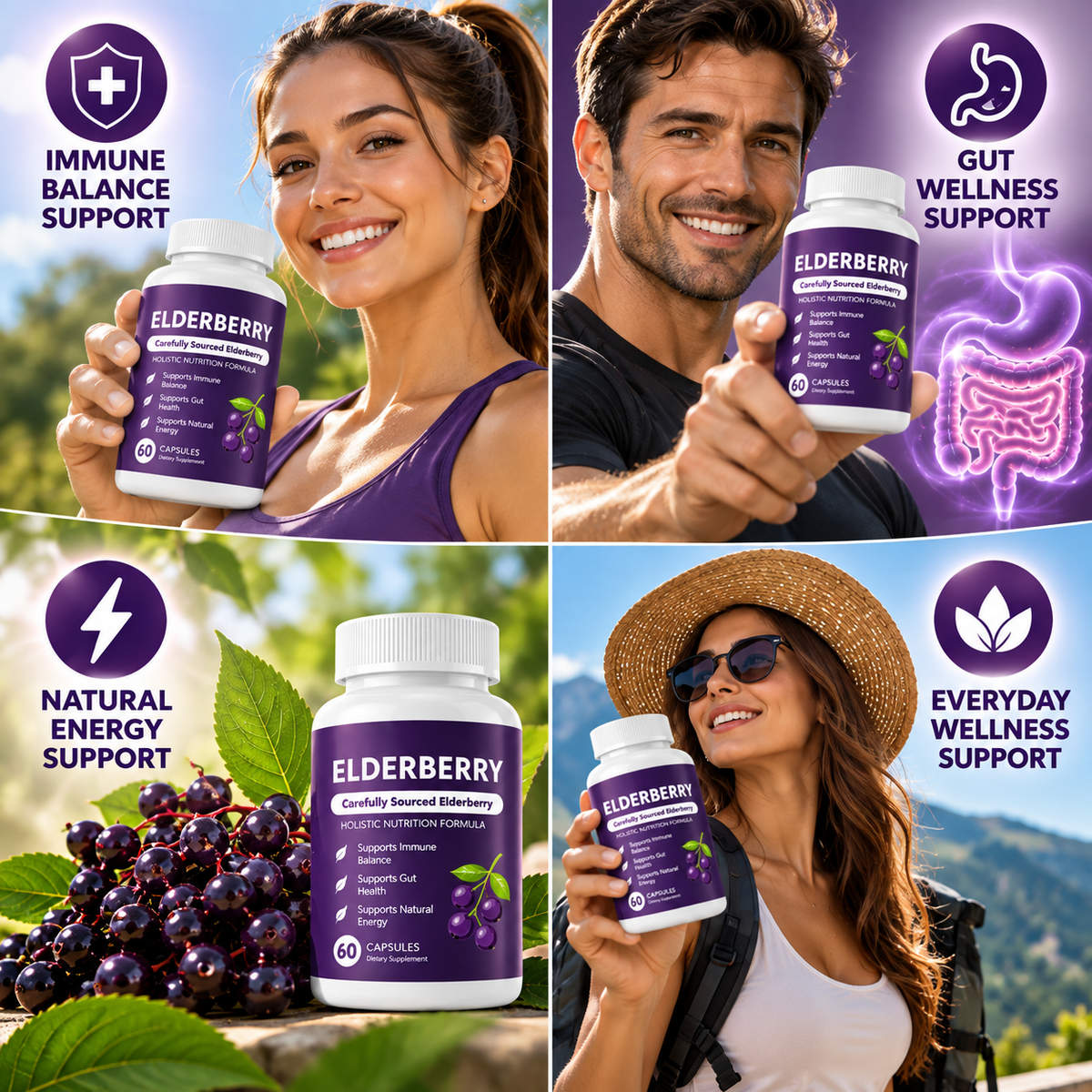 (1-5 PCS) Elderberry Gut Support Complex - Organic Black Elderberry Soft Capsules case
