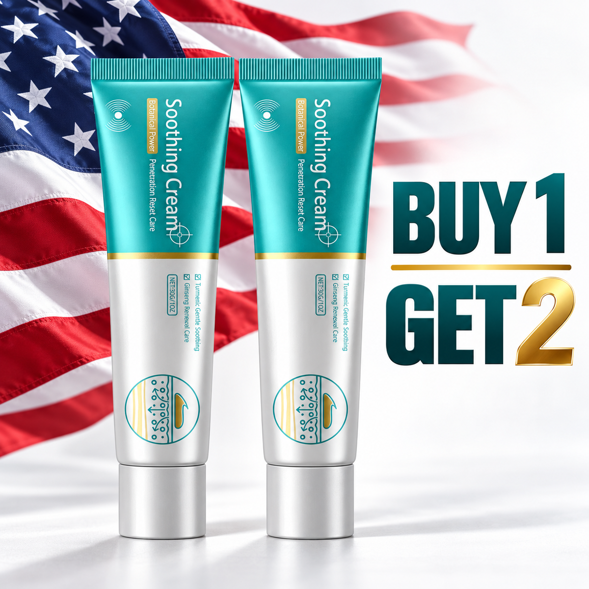 (2Pcs) Herbal Vein Care Soothing Cream for Legs Shoulders with Turmeric Ginseng Zorella