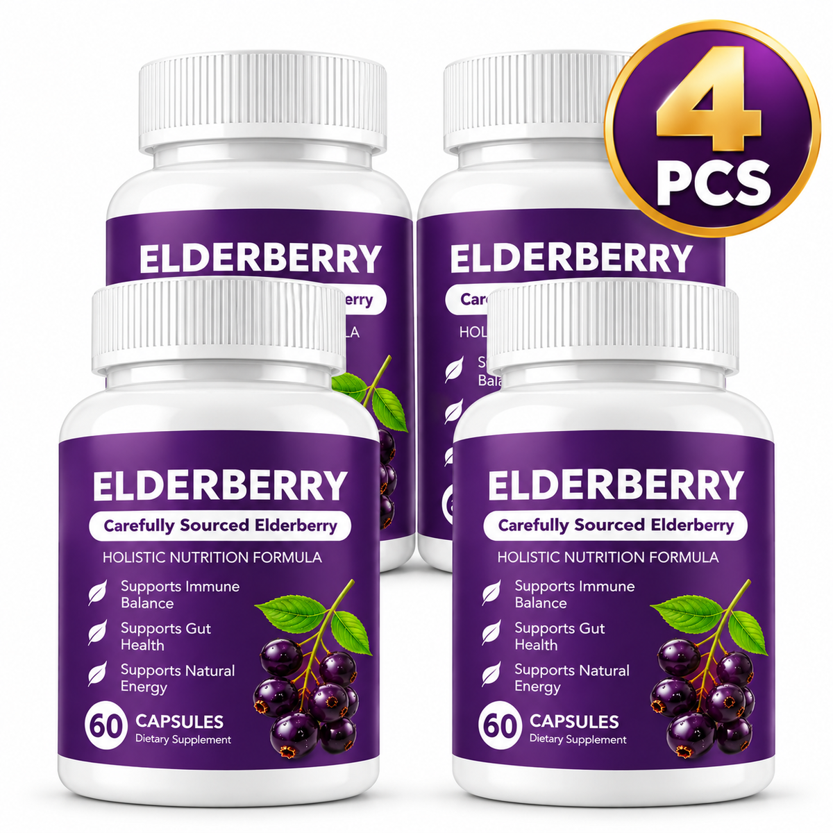(1-5 PCS) Elderberry Gut Support Complex - Organic Black Elderberry Soft Capsules case