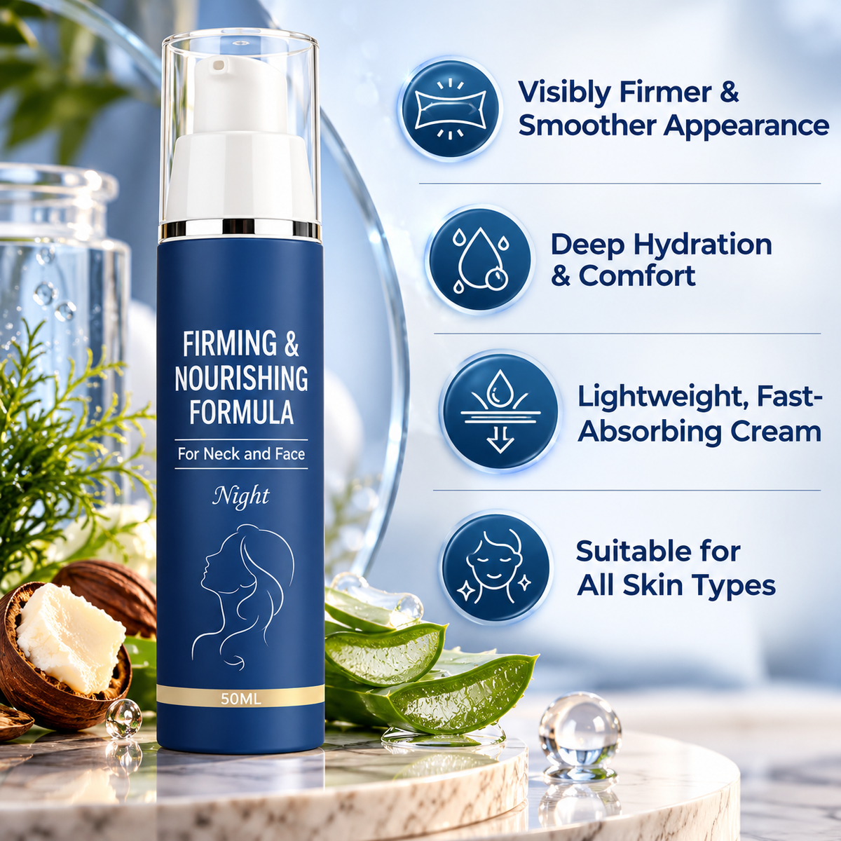 1-3 PCS Firm and Restore Night Formula Anti-Aging Face Cream 50ML Sparkle