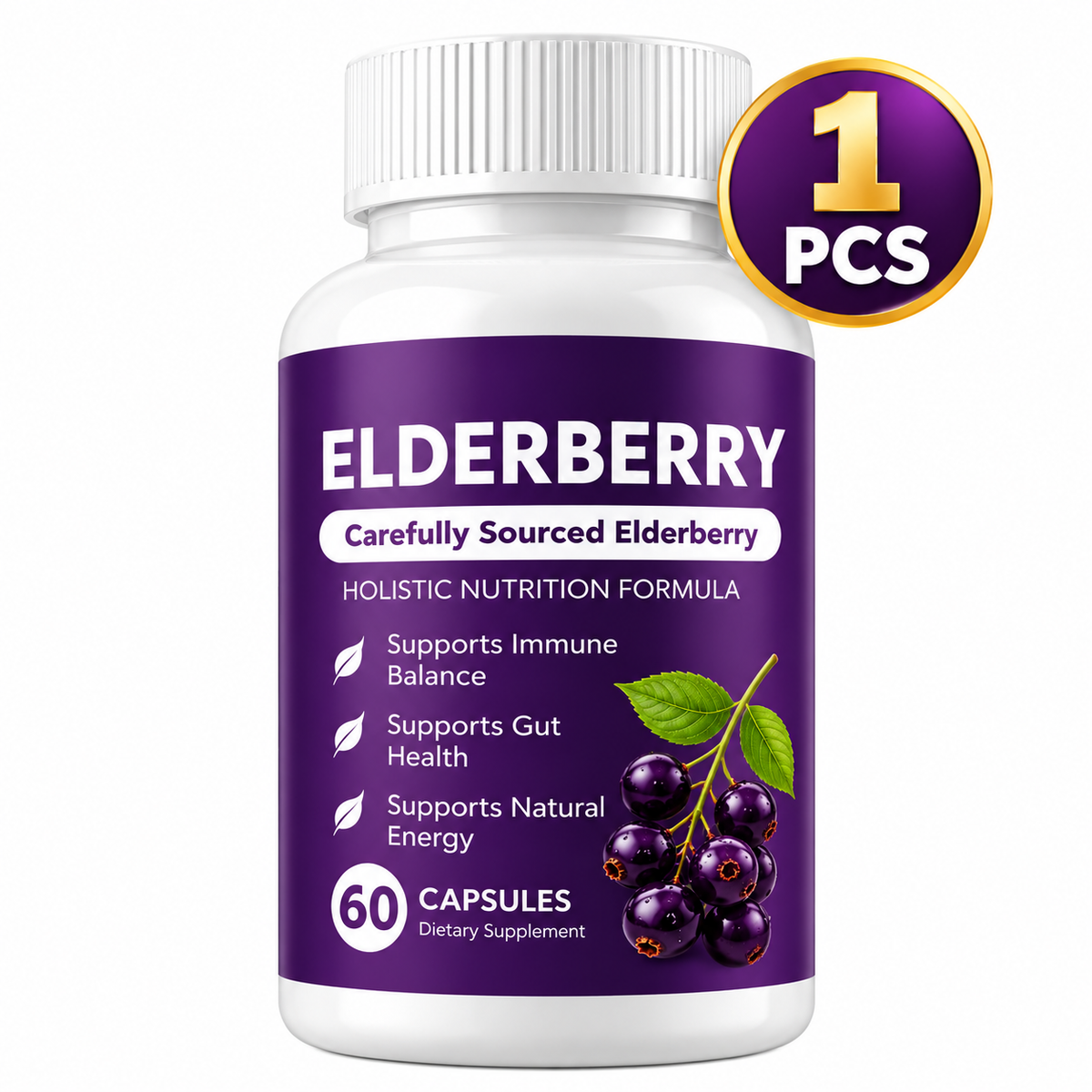 (1-5 PCS) Elderberry Gut Support Complex - Organic Black Elderberry Soft Capsules case