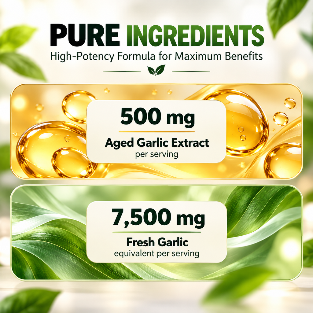 (BUY 1 GET 2) Odorless 24 Month Aged Garlic Extract 7500mg Capsules 30ct Vegetarian US globa