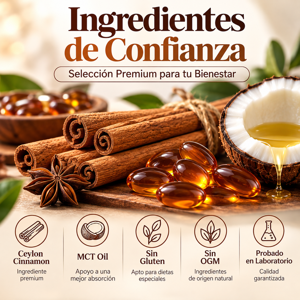 (BUY 1 GET 2) Cinnamon MCT Oil Softgels, Non-GMO, Gluten Free, 300 SoftgelsTRT