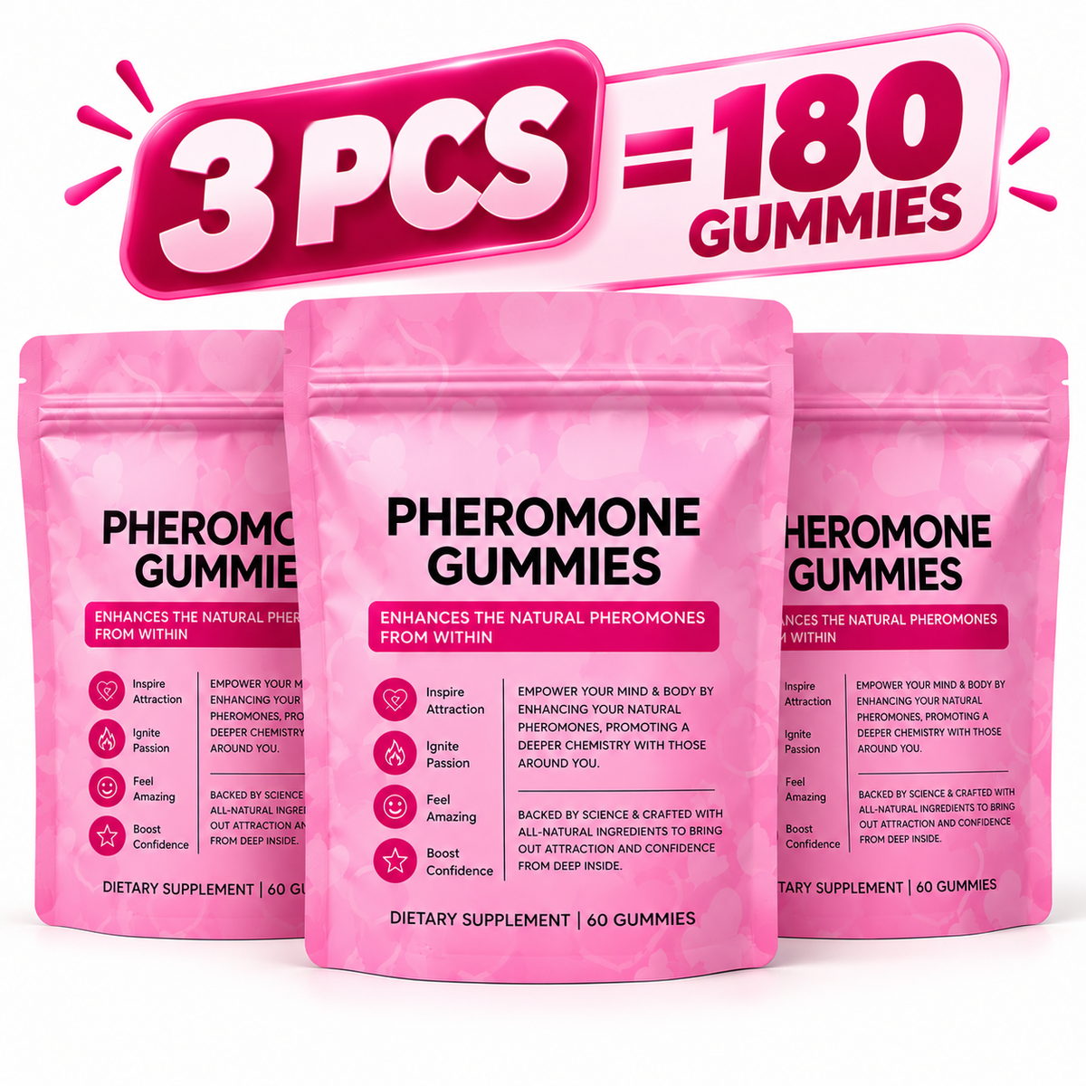 1-4 PCS Pheromone 60 Gummies Natural Formulation L-Arginine/Slippery Elm/Vitamin E/Beet gepma