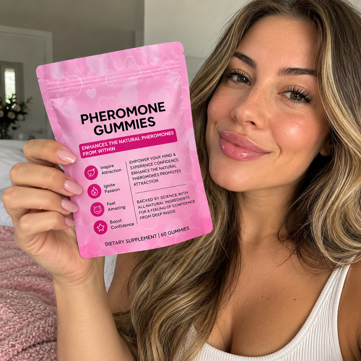 (2 PACK) Pheromone 60 Gummies Natural Formulation L-Arginine/Slippery Elm/Vitamin E/Beet gepma