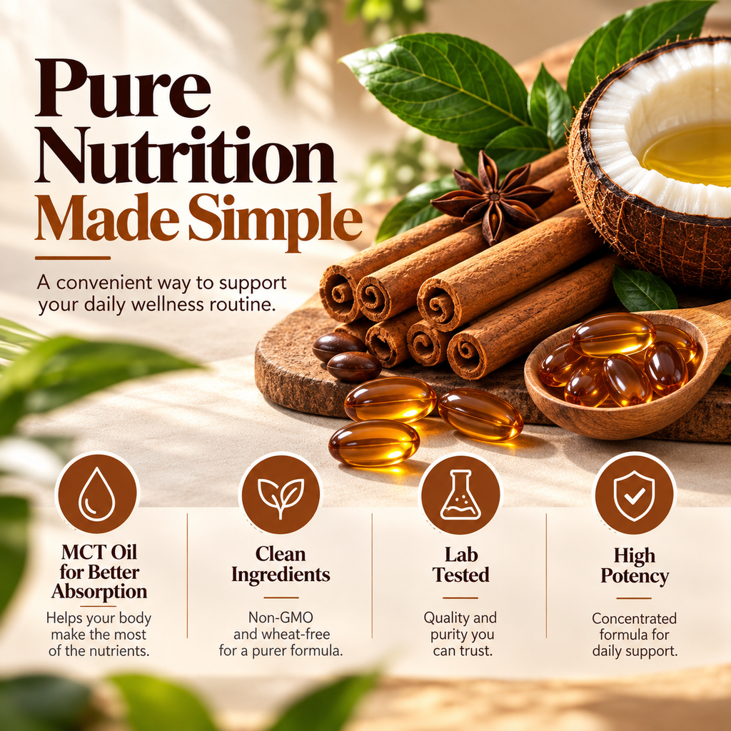 (BUY 1 GET 2) Cinnamon MCT Oil Softgels, Non-GMO, Gluten Free, 300 SoftgelsTRT