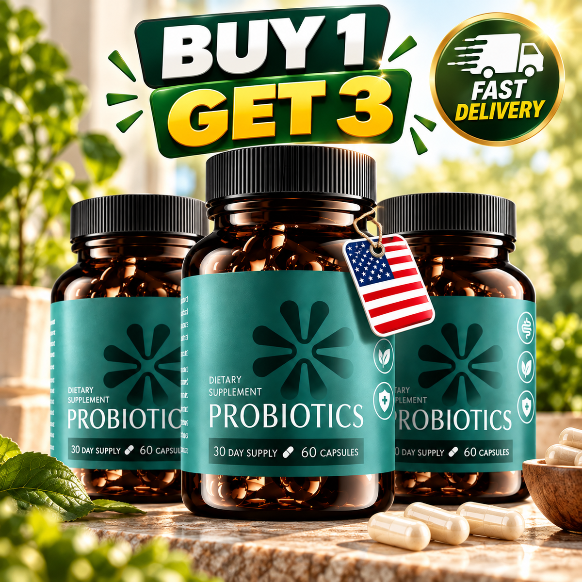(3 Pack) Probiotics Digestive Health Gut Support for Men & Women 60 Capsules yiguo