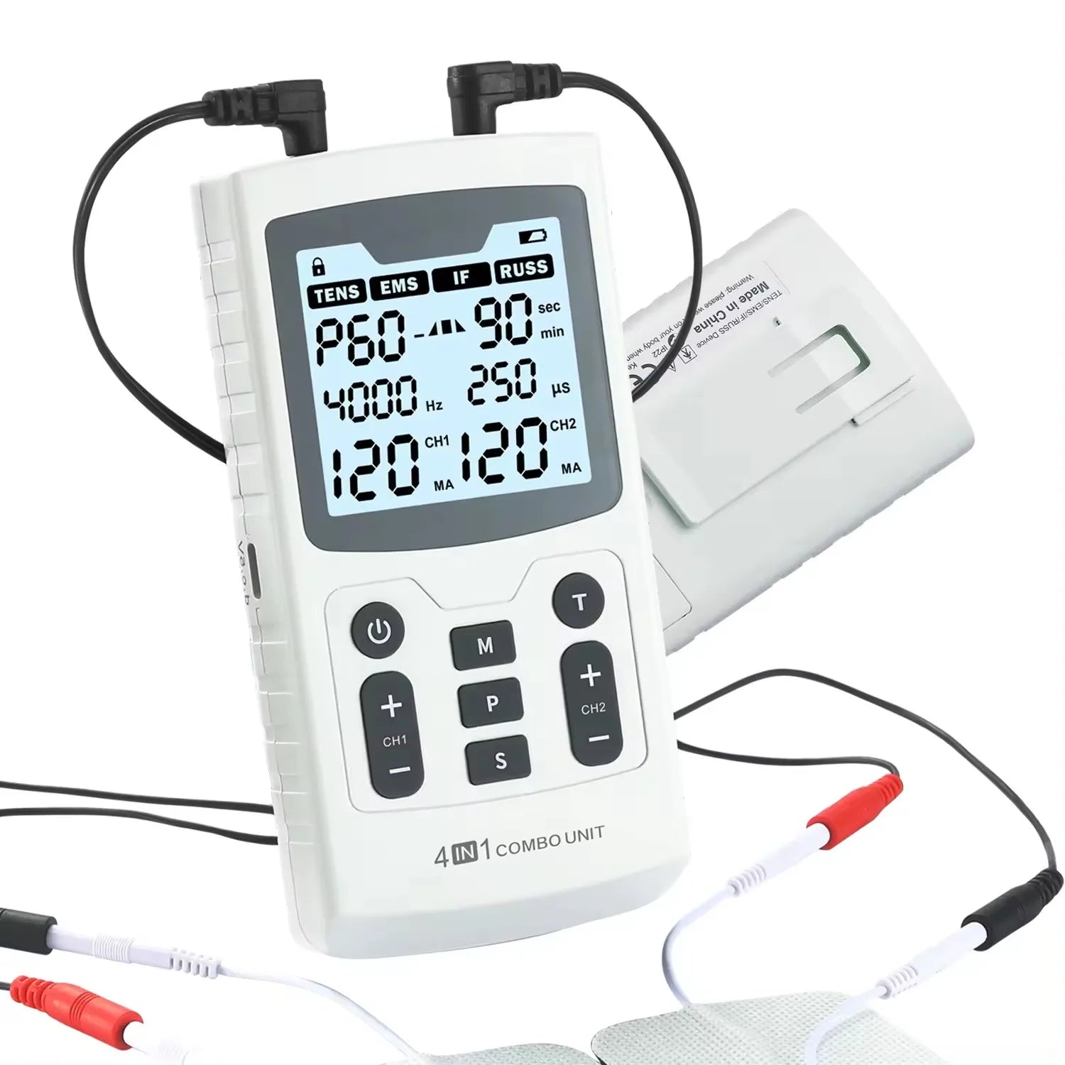 4 In 1 Electric Muscle Stimulator Interferential High-Frequency Physiotherapy Device IFT RUSS TENS Pulse Electrostimulator