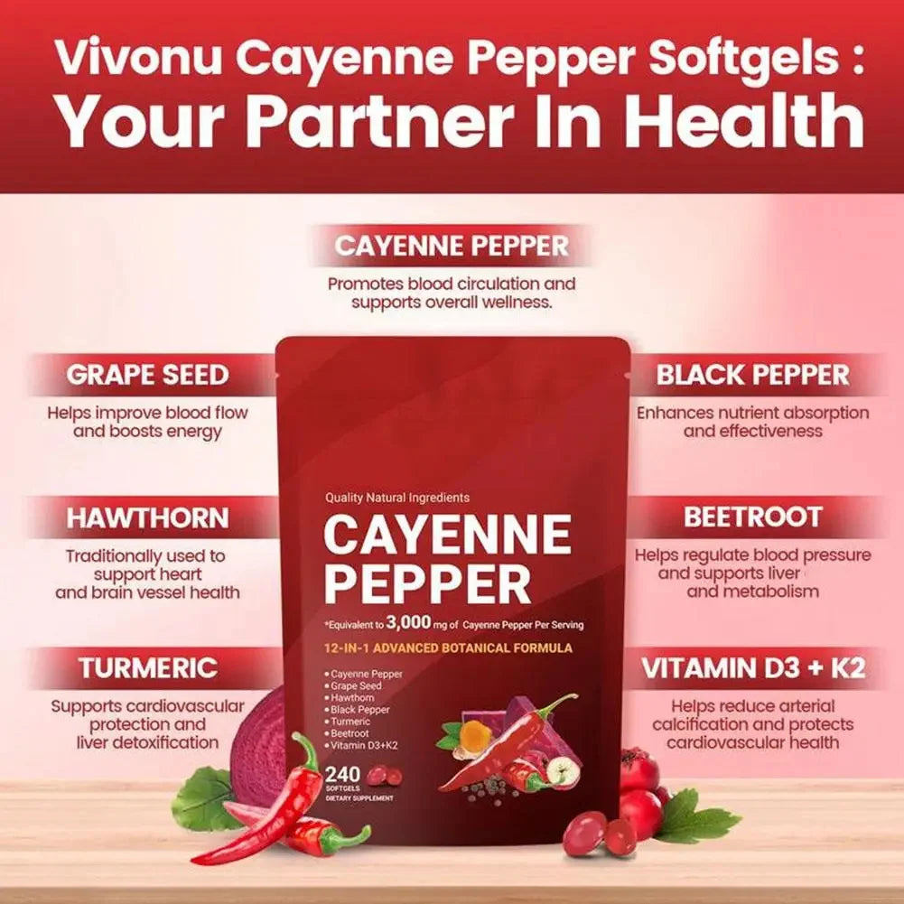 1-3pcs Cayenne Pepper 12-in-1 Advanced Botanical Softgel Supplements
