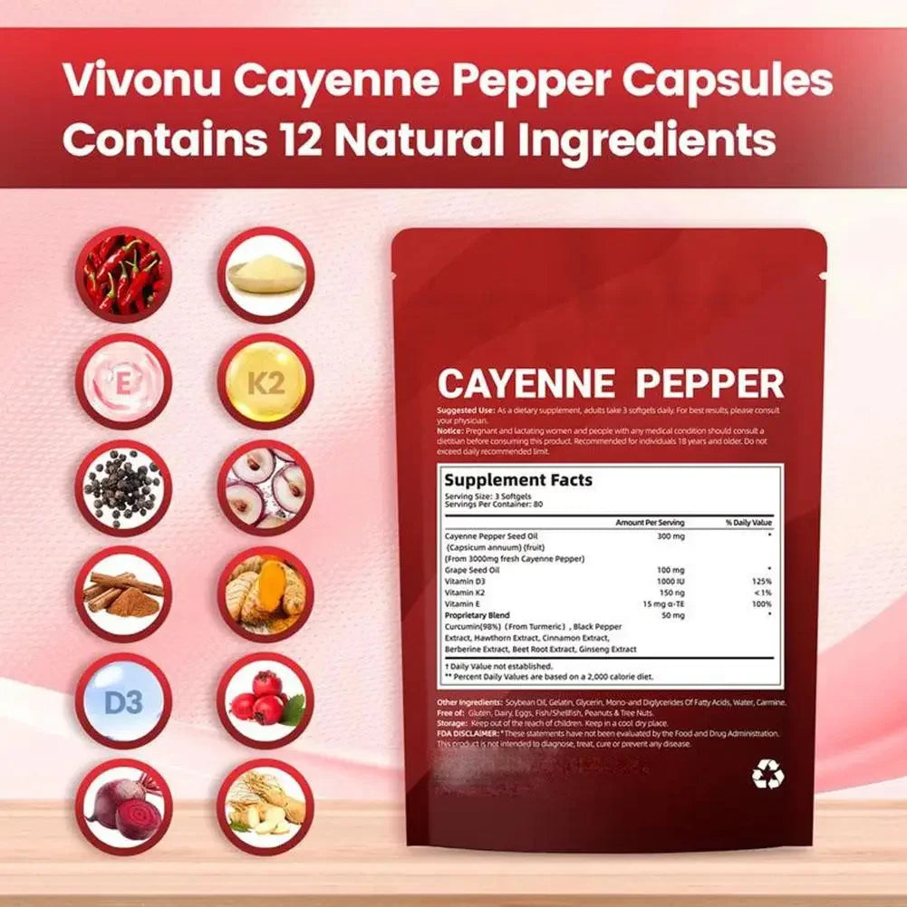 1-3pcs Cayenne Pepper 12-in-1 Advanced Botanical Softgel Supplements