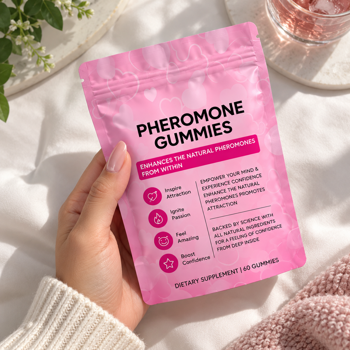 1-4 PCS Pheromone 60 Gummies Natural Formulation L-Arginine/Slippery Elm/Vitamin E/Beet gepma