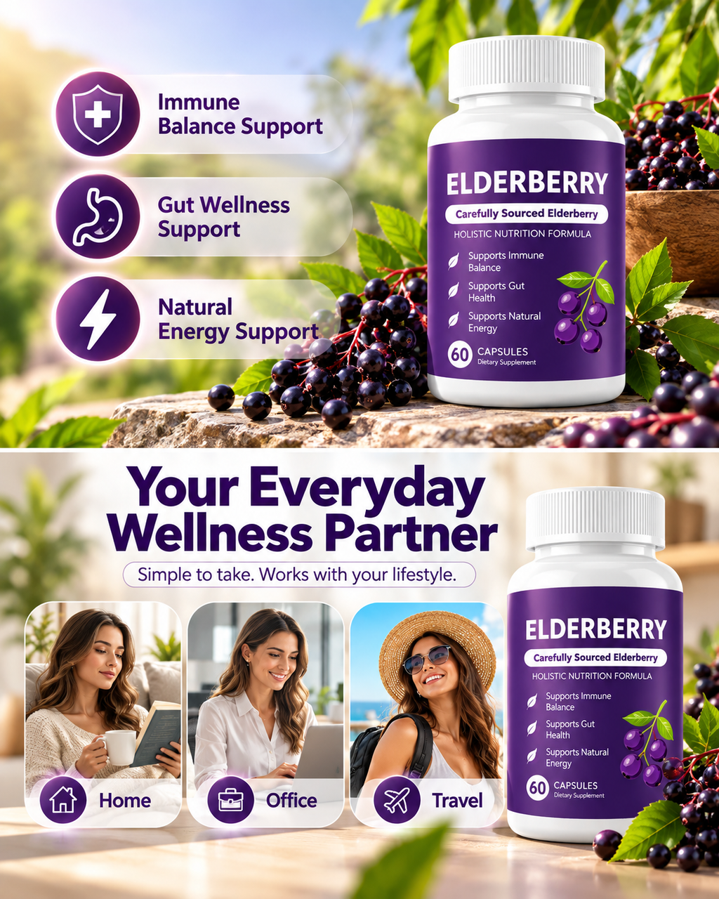 (BUY 1 GET 2) Elderberry Gut Support Complex - Organic Black Elderberry Soft Capsules case