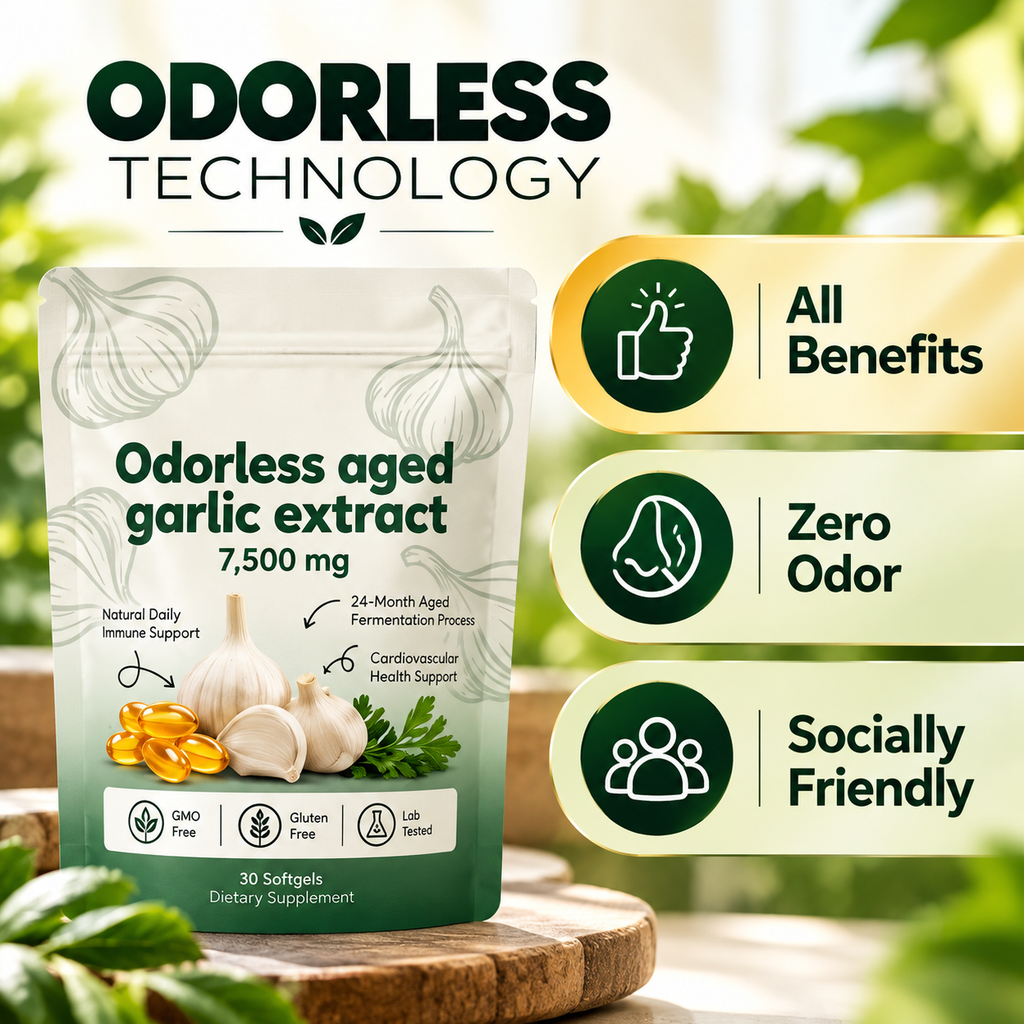 (BUY 1 GET 2) Odorless 24 Month Aged Garlic Extract 7500mg Capsules 30ct Vegetarian US globa