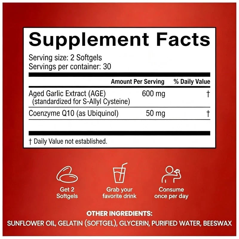 Aged Garlic Extract 600mg Softgels (60 Count) Odorless Aged Garlic Extra Serenzza