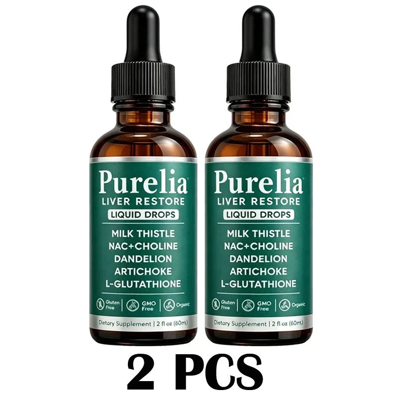 1-5PC Purelia Liver Restore Drops – Complete Liver Support Supplement 60ml - Serenzza