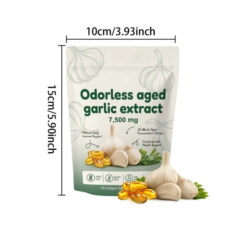 (BUY 1 GET 2) Odorless 24 Month Aged Garlic Extract 7500mg Capsules 30ct Vegetarian US globa