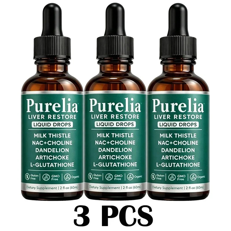 1-5PC Purelia Liver Restore Drops – Complete Liver Support Supplement 60ml - Serenzza