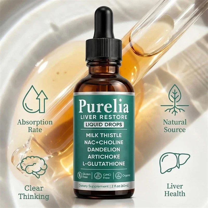 1-5PC Purelia Liver Restore Drops – Complete Liver Support Supplement 60ml - Serenzza